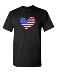 Load image into Gallery viewer, Designs by MyUtopia Shout Out:USA Flag Heart Adult Unisex T-Shirt,S / Black,Adult Unisex T-Shirt
