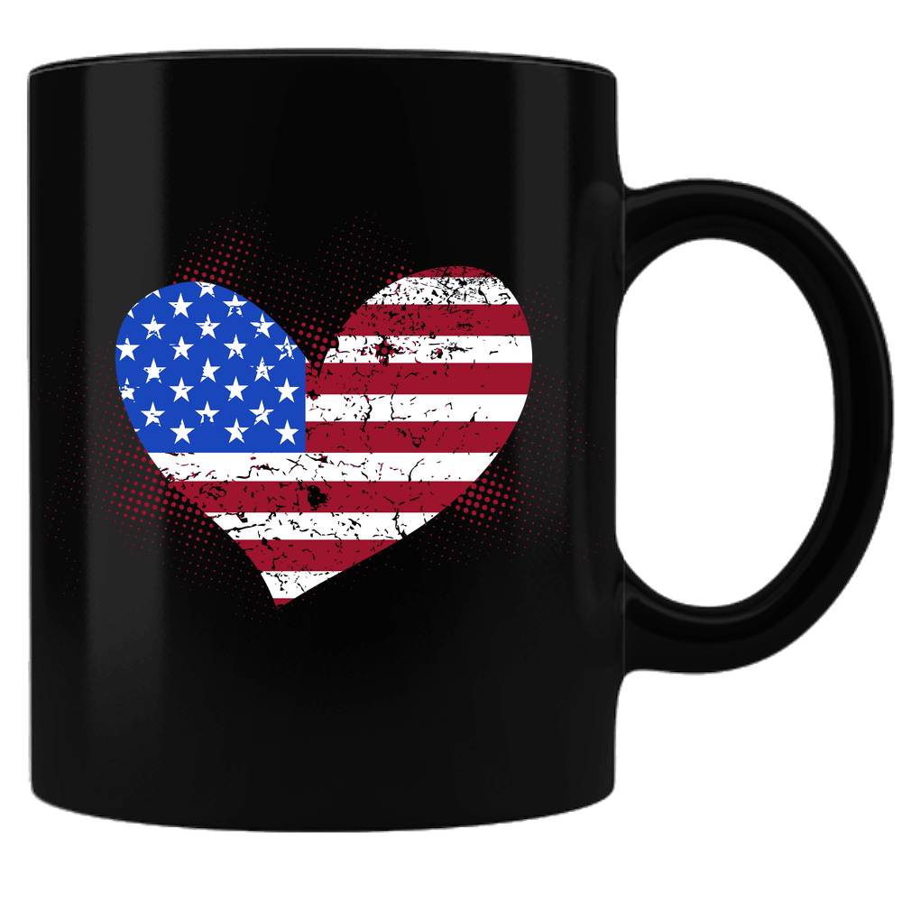 Designs by MyUtopia Shout Out:USA Flag Heart Valentines Day Gift Humor Ceramic Black Coffee Mug,Default Title,Ceramic Coffee Mug