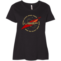 Load image into Gallery viewer, Designs by MyUtopia Shout Out:USSF United States Space Force Ladies&#39; Curvy T-Shirt,Black / Plus 1X,Ladies T-Shirts
