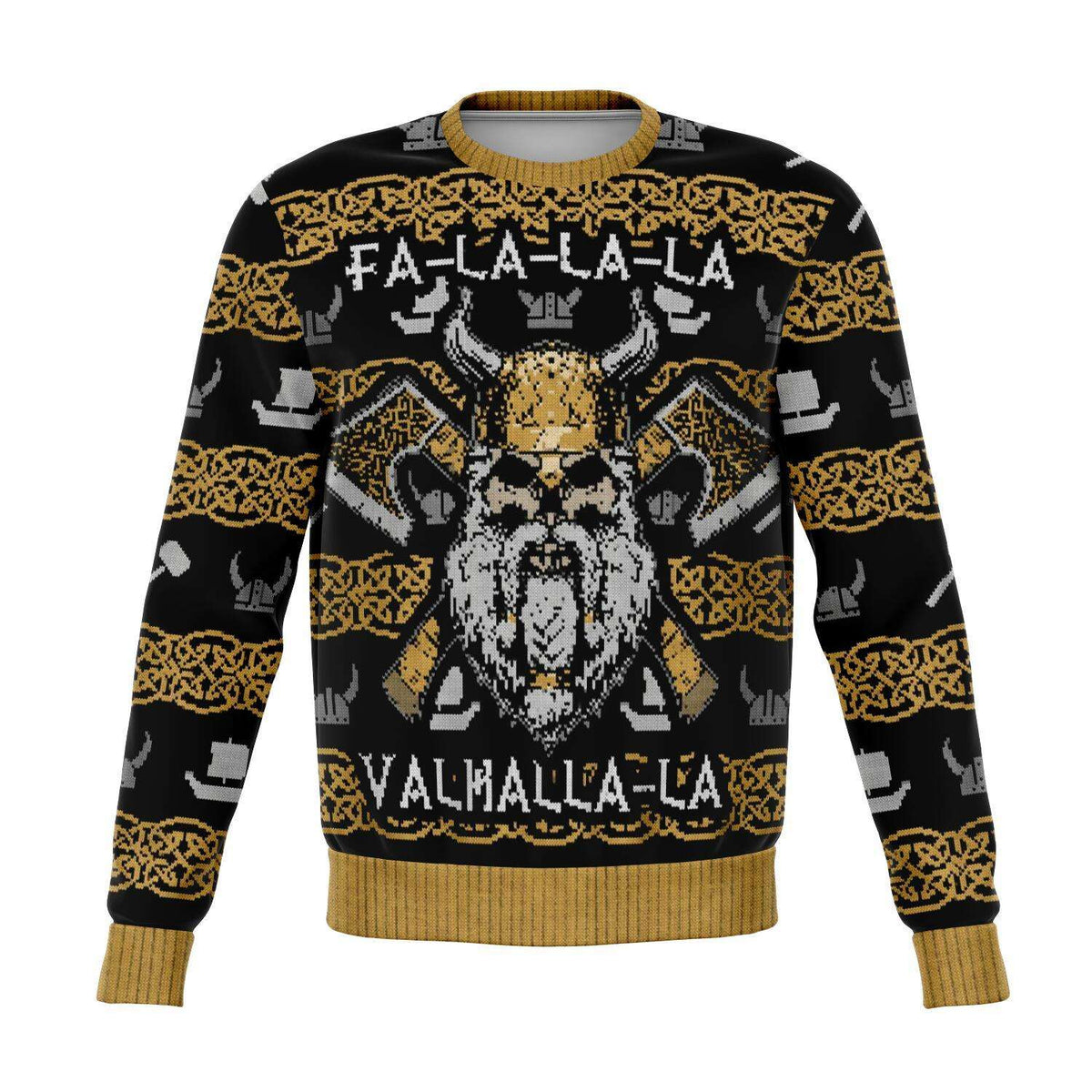 Designs by MyUtopia Shout Out:Valhalla-La Viking - Funny Christmas  Ugly Christmas Style Fashion Sweatshirt,XS / Multi,Fashion Sweatshirt - AOP