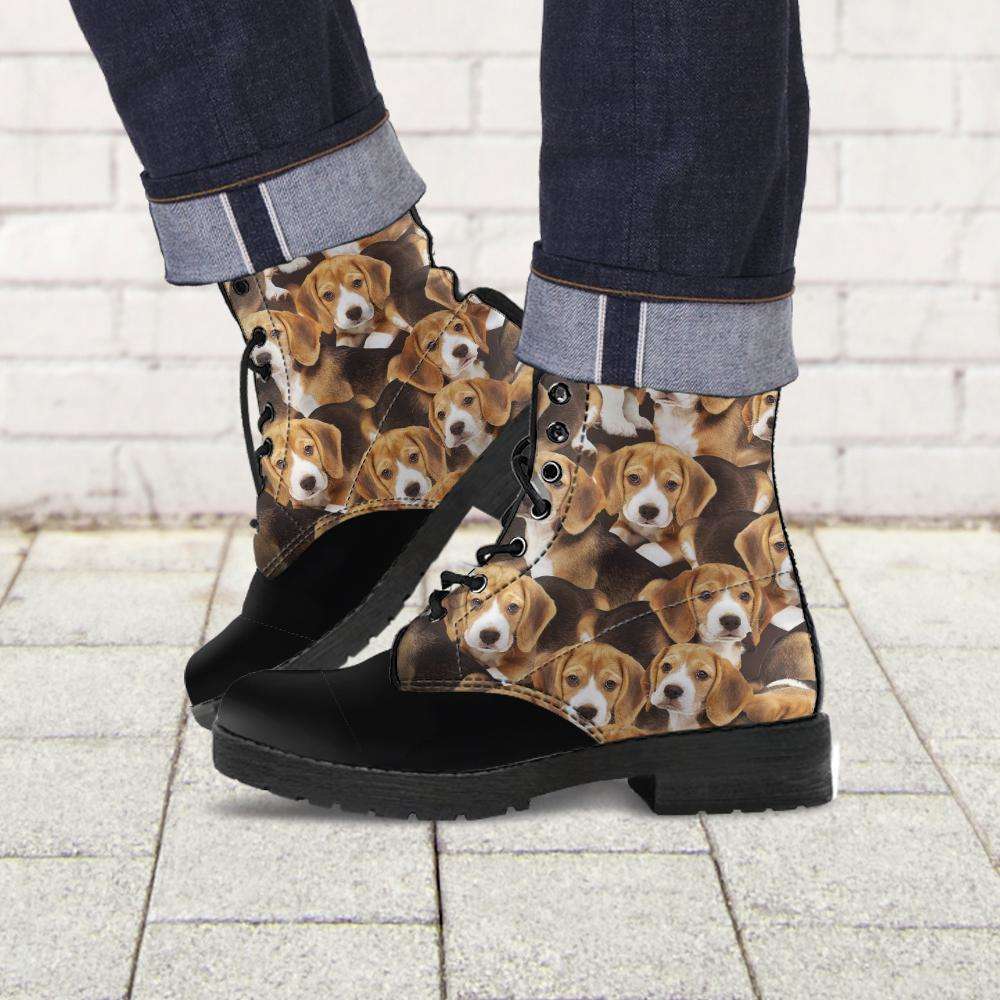 Designs by MyUtopia Shout Out:Vegan Leather Boots - All Over Beagle Print