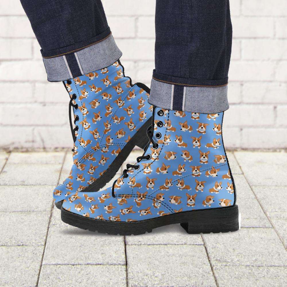 Designs by MyUtopia Shout Out:Vegan Leather Boots - Corgies Print