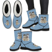 Load image into Gallery viewer, Designs by MyUtopia Shout Out:Vegan Suede / Faux Fur Boots - Huskies
