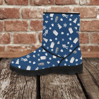 Load image into Gallery viewer, Designs by MyUtopia Shout Out:Vegan Suede / Faux Fur Boots - Timey Wimey,Ladies US5.5 (EU36) / Blue,Fur Boots
