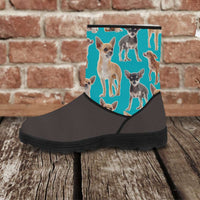 Load image into Gallery viewer, Designs by MyUtopia Shout Out:Vegan Suede / Faux Fur Boots Chihuahua,Ladies US5.5 (EU36) / Grey/Blue,Fur Boots
