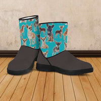 Load image into Gallery viewer, Designs by MyUtopia Shout Out:Vegan Suede / Faux Fur Boots Chihuahua
