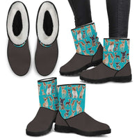 Load image into Gallery viewer, Designs by MyUtopia Shout Out:Vegan Suede / Faux Fur Boots Chihuahuas
