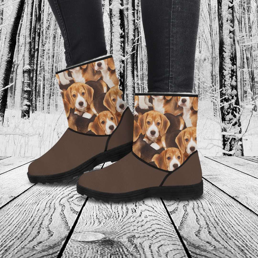 Designs by MyUtopia Shout Out:Vegan Suede / Fur Boots - Beagle Print