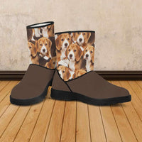 Load image into Gallery viewer, Designs by MyUtopia Shout Out:Vegan Suede / Fur Boots - Beagle Print
