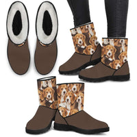 Load image into Gallery viewer, Designs by MyUtopia Shout Out:Vegan Suede / Fur Boots - Beagle Print
