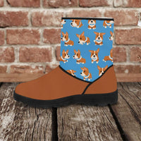 Load image into Gallery viewer, Designs by MyUtopia Shout Out:Vegan Suede / Fur Boots - Corgies,Ladies US5.5 (EU36) / Brown/Blue,Fur Boots

