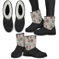 Load image into Gallery viewer, Designs by MyUtopia Shout Out:Vegan Suede Fur Boots - Pug Christmas
