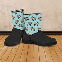 Load image into Gallery viewer, Designs by MyUtopia Shout Out:Vegan Suede / Fur Boots Bulldog Print
