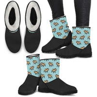 Load image into Gallery viewer, Designs by MyUtopia Shout Out:Vegan Suede / Fur Boots Bulldog Print
