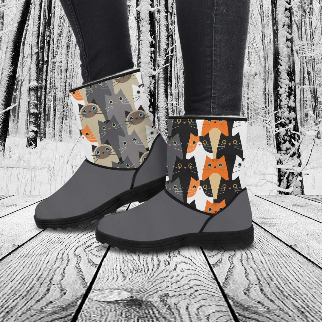 Designs by MyUtopia Shout Out:Vegan Suede / Fur Boots Crazy Cat Lady Print
