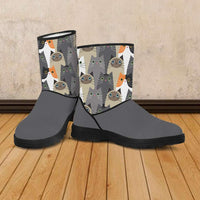 Load image into Gallery viewer, Designs by MyUtopia Shout Out:Vegan Suede / Fur Boots Crazy Cat Lady Print
