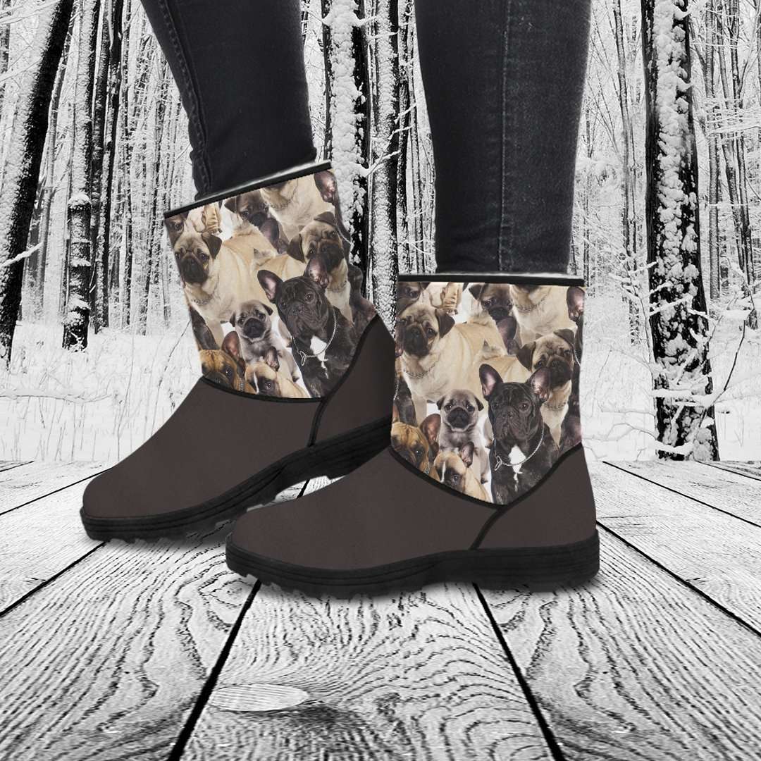 Designs by MyUtopia Shout Out:Vegan Suede / Fur Boots French Bulldog