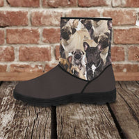Load image into Gallery viewer, Designs by MyUtopia Shout Out:Vegan Suede / Fur Boots French Bulldog,Ladies US5.5 (EU36) / Grey/Black,Fur Boots
