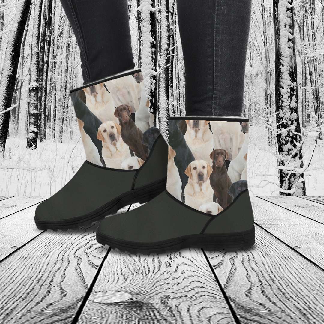 Designs by MyUtopia Shout Out:Vegan Suede / Fur Boots Lab print