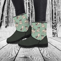 Load image into Gallery viewer, Designs by MyUtopia Shout Out:Vegan Suede / Fur Boots Pugs print
