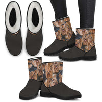 Load image into Gallery viewer, Designs by MyUtopia Shout Out:Vegan Suede / Fur Boots Yorkie print
