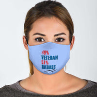 Load image into Gallery viewer, Designs by MyUtopia Shout Out:Veteran and Badass Adult Fabric Face Mask with Elastic Ear Loops
