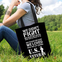 Load image into Gallery viewer, Designs by MyUtopia Shout Out:Veteran Fight for Love v2 Fabric Totebag Reusable Shopping Tote
