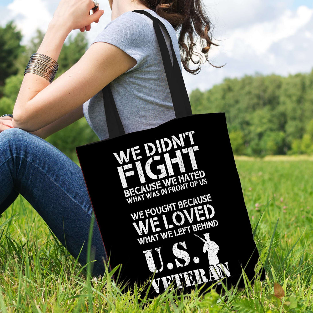 Designs by MyUtopia Shout Out:Veteran Fight for Love v2 Fabric Totebag Reusable Shopping Tote