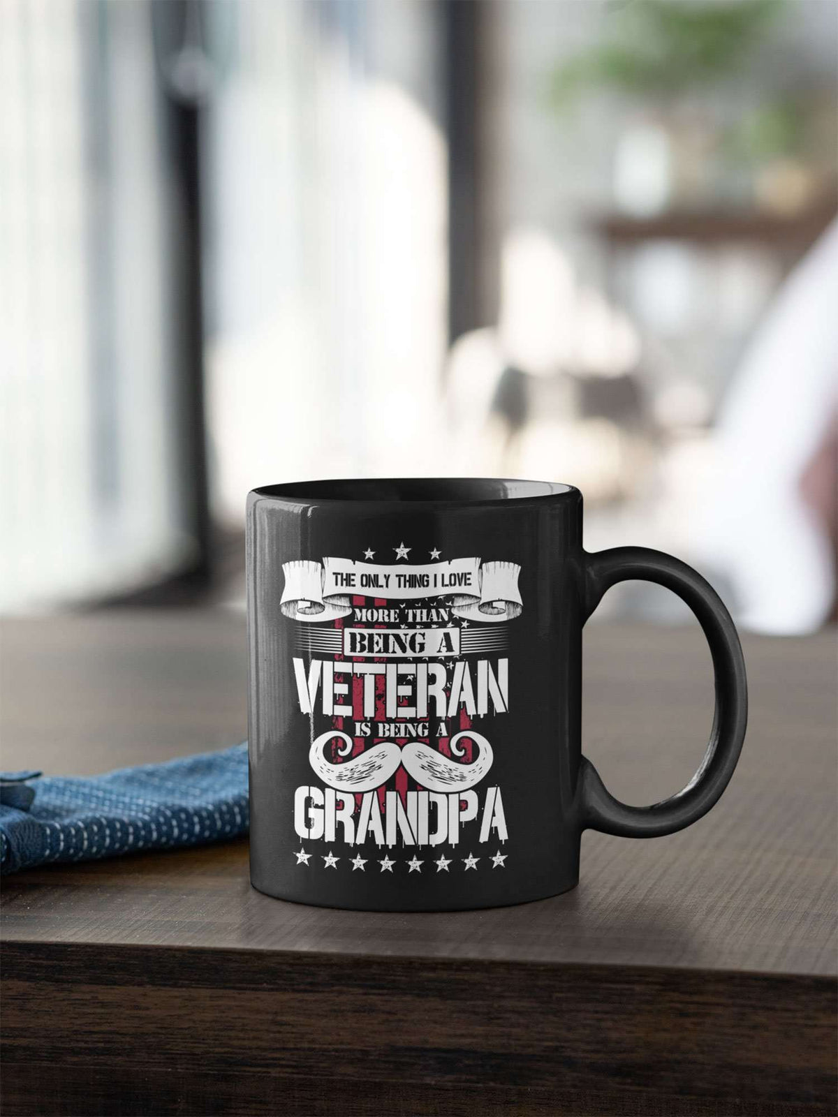 Designs by MyUtopia Shout Out:Veteran Grandpa Ceramic Coffee Mug - Black