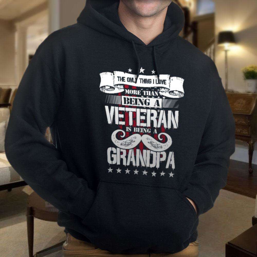 Designs by MyUtopia Shout Out:Veteran Grandpa Core Fleece Pullover Hoodie