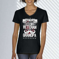 Load image into Gallery viewer, Designs by MyUtopia Shout Out:Veteran Grandpa Ladies&#39; V-Neck T-Shirt
