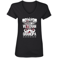Load image into Gallery viewer, Designs by MyUtopia Shout Out:Veteran Grandpa Ladies&#39; V-Neck T-Shirt,S / Black,Ladies T-Shirts
