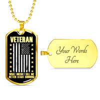 Load image into Gallery viewer, Designs by MyUtopia Shout Out:Veteran What Doesn&#39;t Kill Be Better Start Running Personalized Engravable Keepsake Dog Tag,Gold / Yes,Dog Tag Necklace
