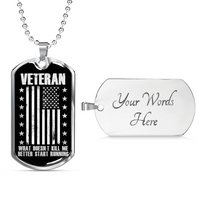 Load image into Gallery viewer, Designs by MyUtopia Shout Out:Veteran What Doesn&#39;t Kill Be Better Start Running Personalized Engravable Keepsake Dog Tag,Silver / Yes,Dog Tag Necklace
