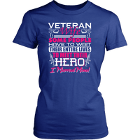 Load image into Gallery viewer, Designs by MyUtopia Shout Out:Veteran Wife, I Married My Hero Ladies T-Shirt,Royal Blue / XS,Ladies T-Shirts
