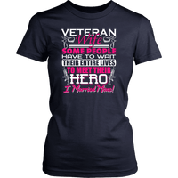 Load image into Gallery viewer, Designs by MyUtopia Shout Out:Veteran Wife, I Married My Hero Ladies T-Shirt,Navy / XS,Ladies T-Shirts
