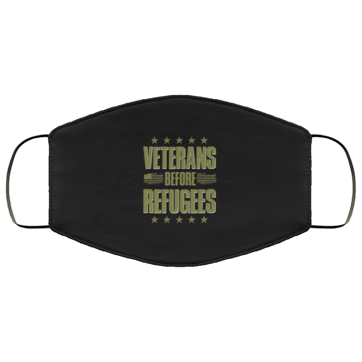Designs by MyUtopia Shout Out:Veterans Before Refugees Adult Fabric Face Mask with Elastic Ear Loops,Fabric Face Mask / Black / Adult,Fabric Face Mask