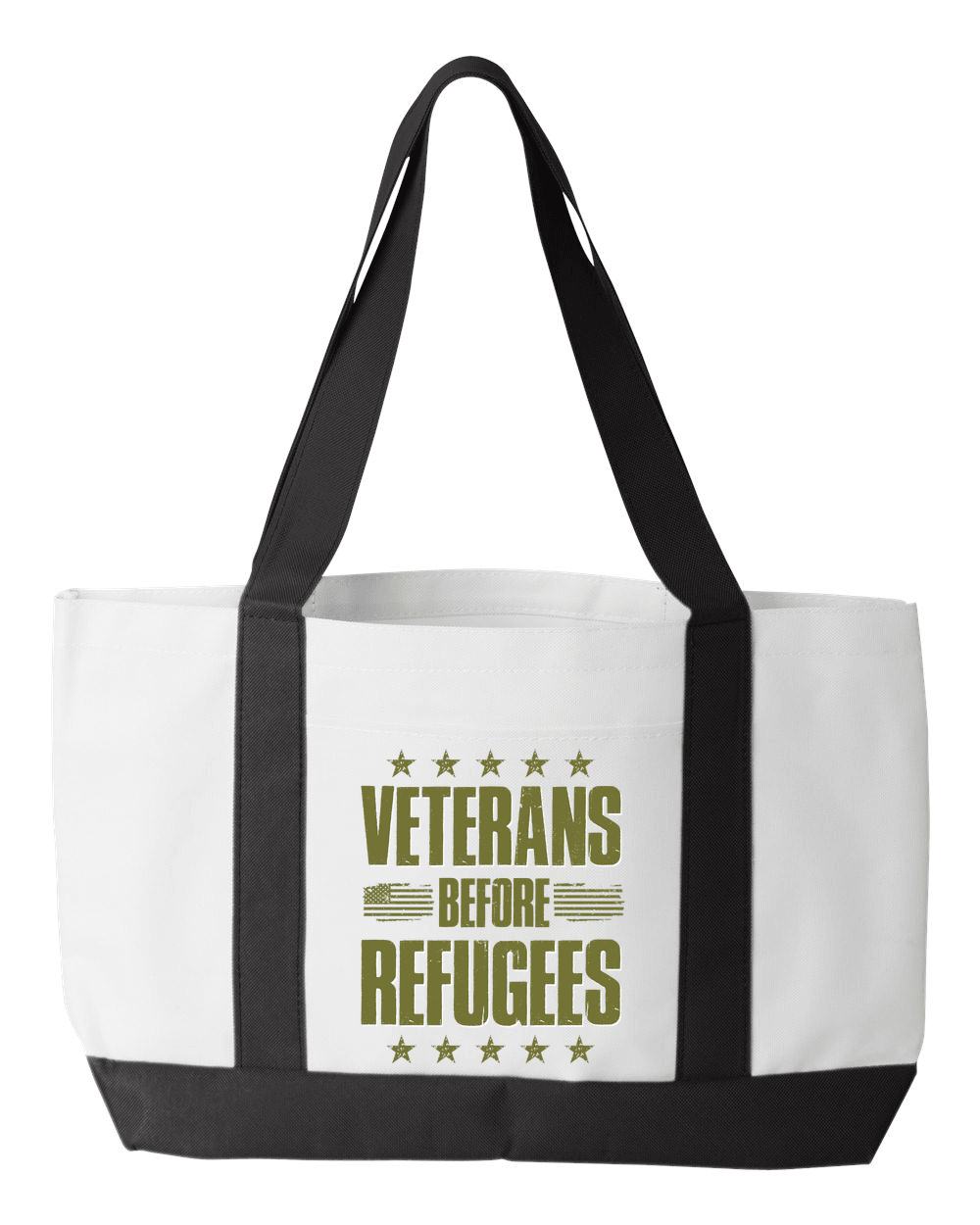 Designs by MyUtopia Shout Out:Veterans Before Refugees Canvas Totebag Gym / Beach / Pool Gear Bag