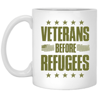 Load image into Gallery viewer, Designs by MyUtopia Shout Out:Veterans Before Refugees Ceramic Coffee Mug - White,11 oz / White,Ceramic Coffee Mug
