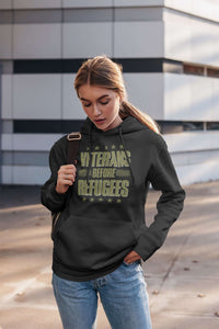 Load image into Gallery viewer, Designs by MyUtopia Shout Out:Veterans Before Refugees Core Fleece Pullover Hoodie
