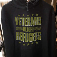 Load image into Gallery viewer, Designs by MyUtopia Shout Out:Veterans Before Refugees Core Fleece Pullover Hoodie

