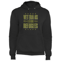 Load image into Gallery viewer, Designs by MyUtopia Shout Out:Veterans Before Refugees Core Fleece Pullover Hoodie,S / Jet Black,Pullover Hoodie
