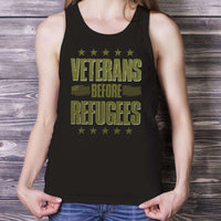 Load image into Gallery viewer, Designs by MyUtopia Shout Out:Veterans Before Refugees Unisex Tank
