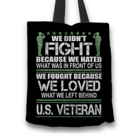Load image into Gallery viewer, Designs by MyUtopia Shout Out:Veterans Don&#39;t Fight for Hate They Fight for Love Fabric Totebag Reusable Shopping Tote,Black,Reusable Fabric Shopping Tote Bag
