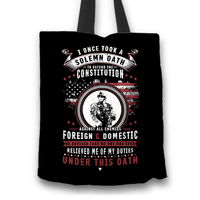 Load image into Gallery viewer, Designs by MyUtopia Shout Out:Veterans Solemn Oath of Enlistment Fabric Totebag Reusable Shopping Tote,Black,Reusable Fabric Shopping Tote Bag

