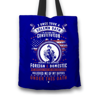 Load image into Gallery viewer, Designs by MyUtopia Shout Out:Veterans Solemn Oath of Enlistment Fabric Totebag Reusable Shopping Tote,Blue,Reusable Fabric Shopping Tote Bag
