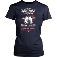 Load image into Gallery viewer, Designs by MyUtopia Shout Out:Veterans Solemn Oath of Enlistment Unisex T-Shirt,District Womens Shirt / Navy / XS,Adult Unisex T-Shirt
