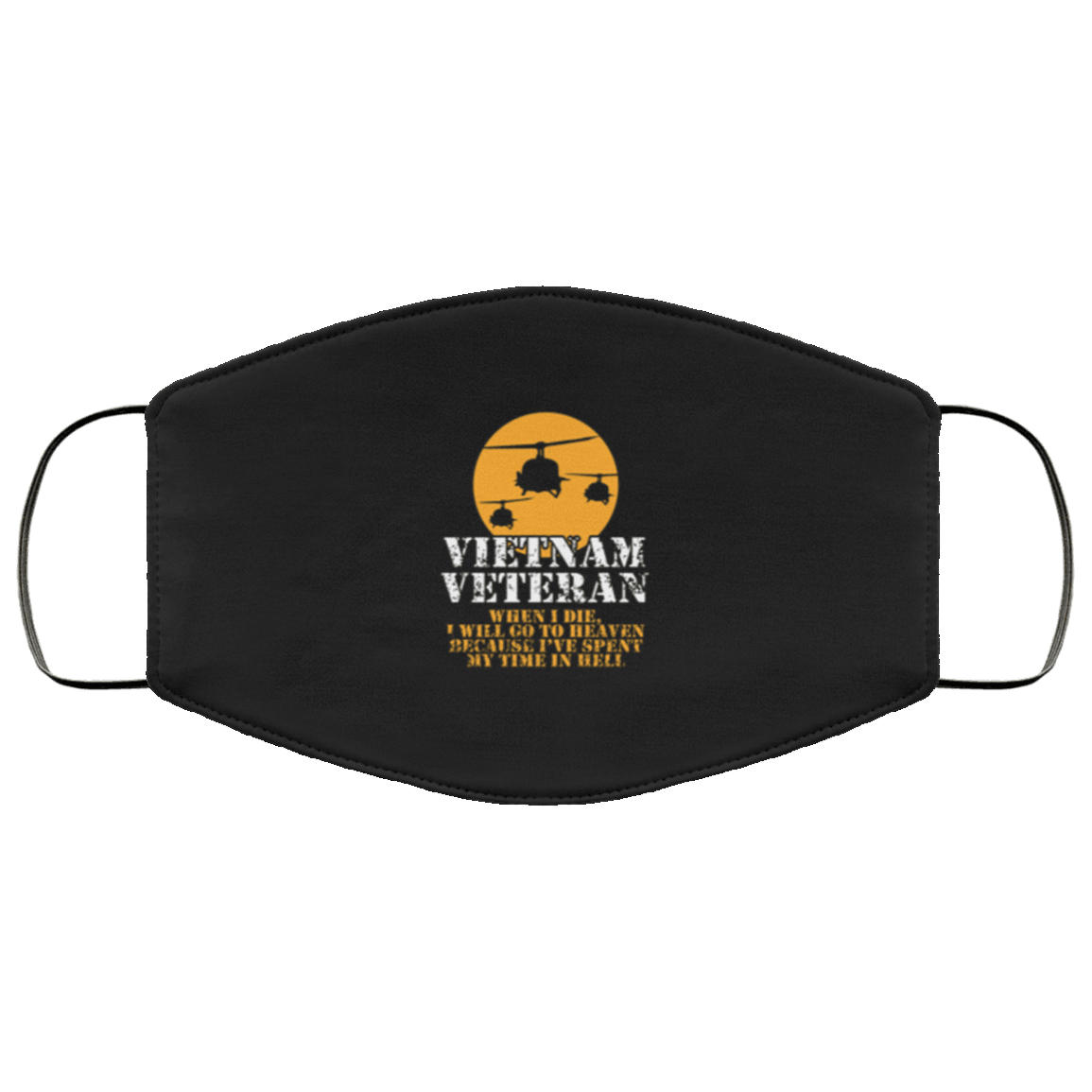 Designs by MyUtopia Shout Out:Vietnam Veteran Adult Fabric Face Mask with Elastic Ear Loops,3 Layer Fabric Face Mask / Black / Adult,Fabric Face Mask