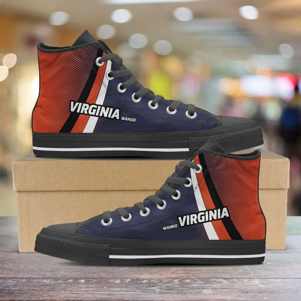 Designs by MyUtopia Shout Out:Wahoo Virginia Cavaliers Basketball Fans Canvas High Top Shoes