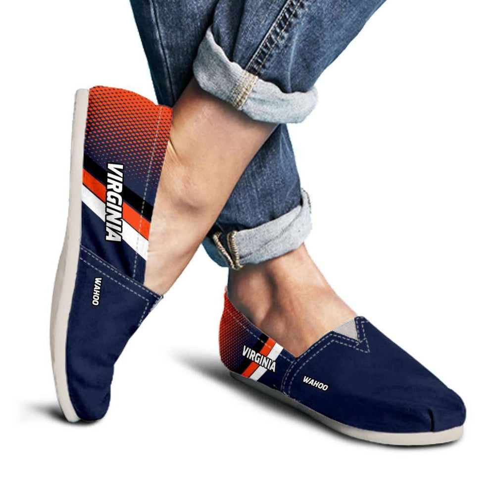 Designs by MyUtopia Shout Out:Wahoo Virginia Cavaliers Basketball Fans Casual Canvas Slip on Shoes Women's Flats